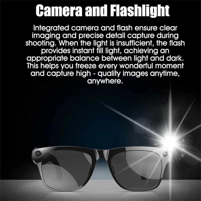 Xiaomi 4K Fashion AI Camera Smart Glasses مقاوم للماء Bluetooth5.3 Call Playing Music نظارات ذكية تحديد الصور استخدام ChatGPT