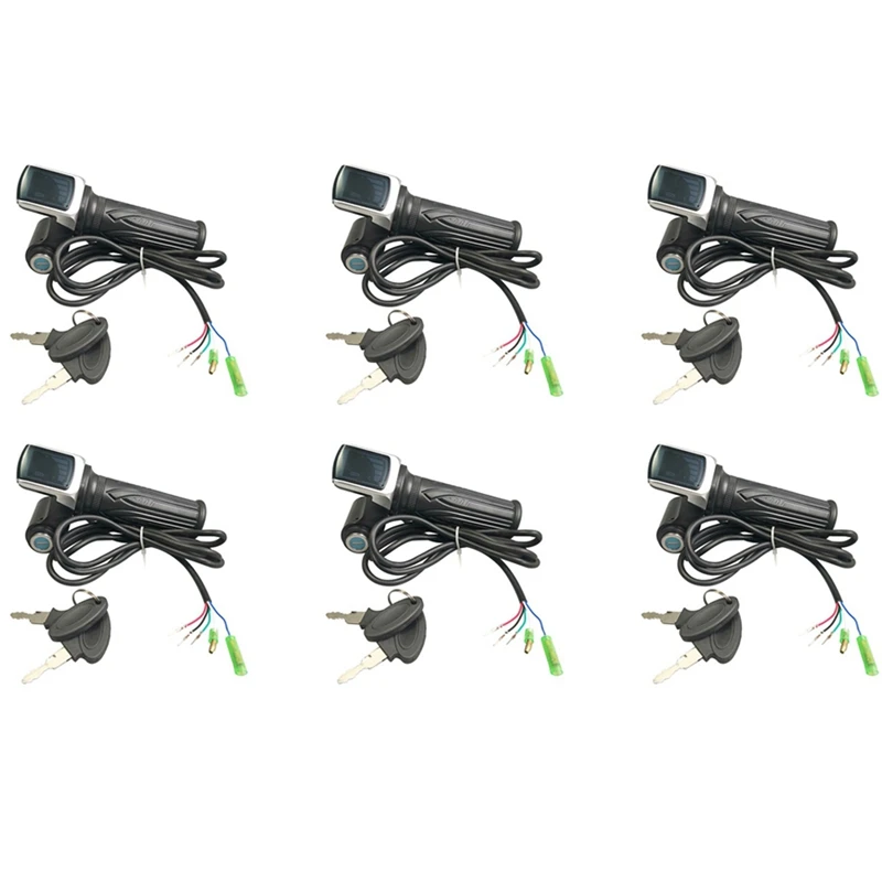 6X Bike Twist Throttle For Electric Bike Throttle 36V Gas Handle Throttle LCD Display Lock Key