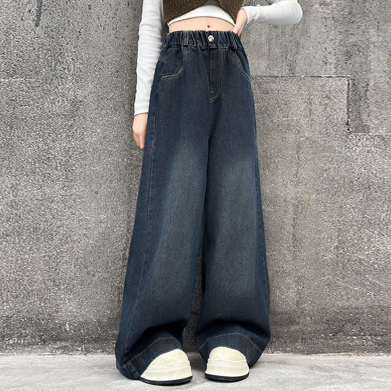 

Girls' jeans in spring and autumn, casual fashion, girls' pants, stylish and versatile, children's pants, hip-hop