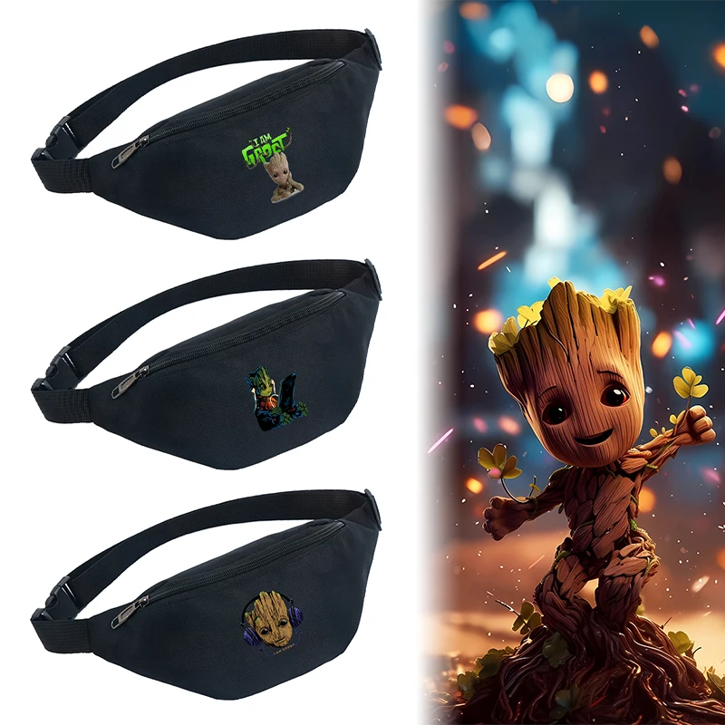 

Disney Marvel Groot Men Women Satchel Pocket Bag Kids Movie Anime Cartoon Print Child's Zipper Belt Case Shoulder Crossbody Pack