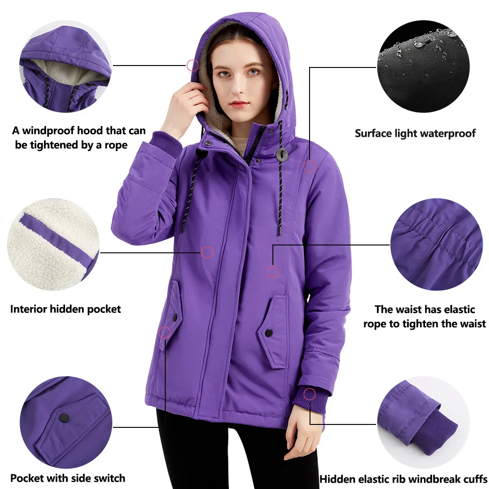 Lady Cloth -=124parka=124; Autumn Coat Winter Lamb Wool Cotton Jacket Women.. European Size Thickened Flowers Cotton Coat Women.