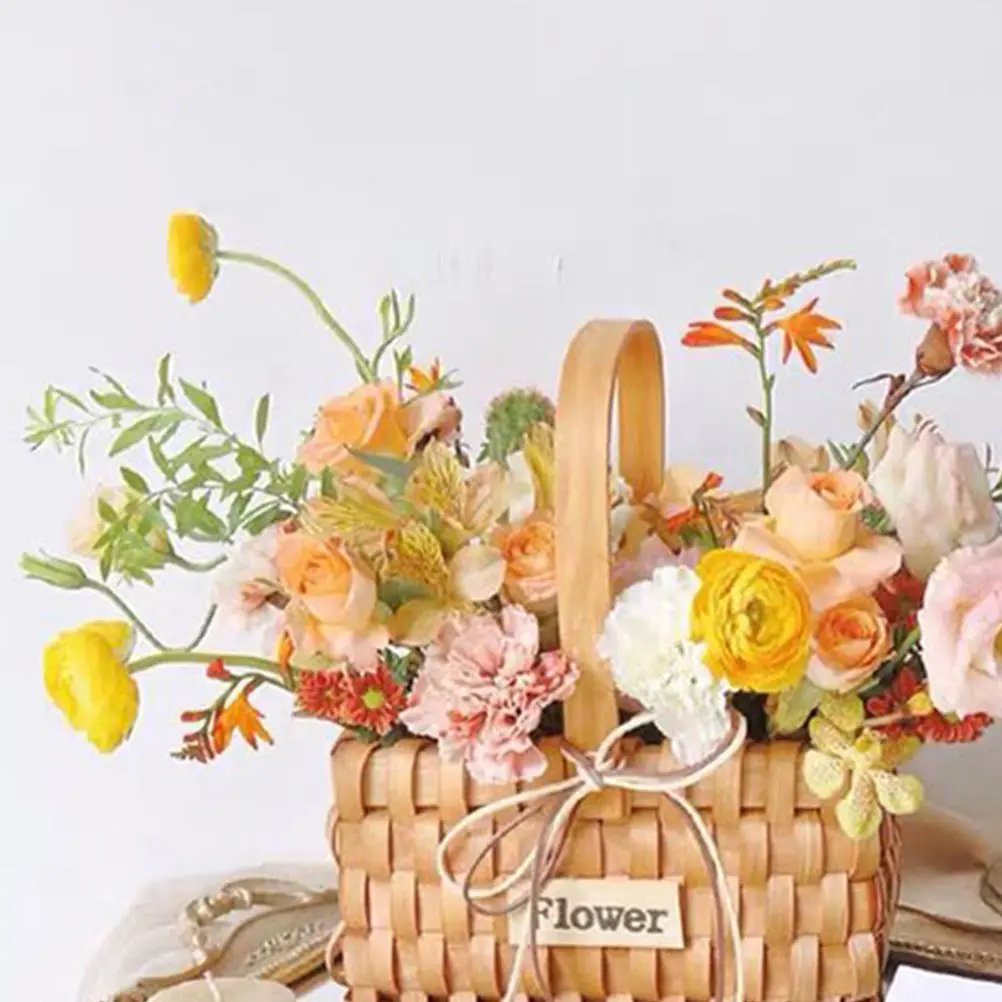

Bamboo Woven Baskets Flower Basket Portable Storage Decor Color H made Texture Modern Farmhouse Style Home Decor