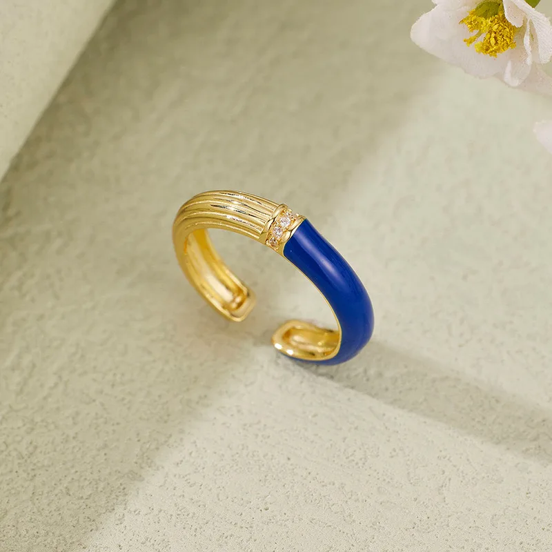 2025 New Trend High Quality Classic Hot Selling European Famous Brand Open Two tone Ring Women's Two tone Enamel Line Luxury