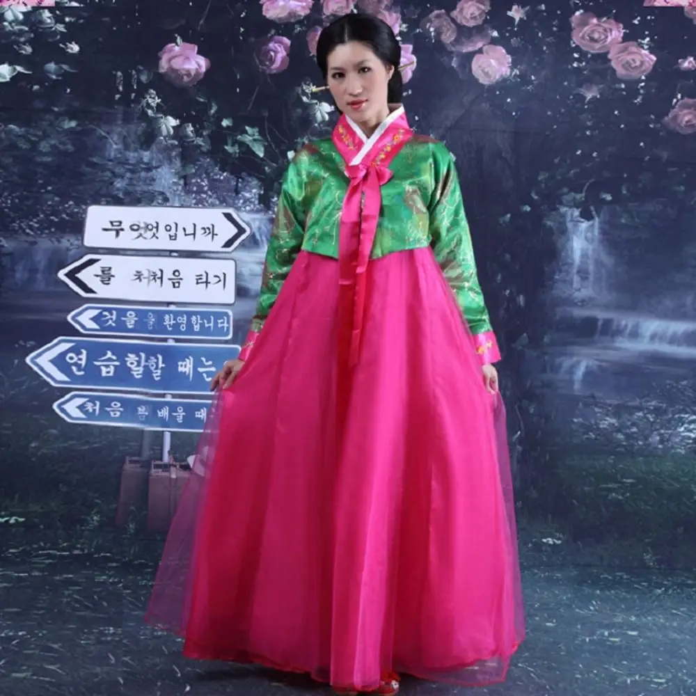 

Традиционная корейская одежда Dae Jang Geum, корейское платье в этническом стиле, корейский ханбок, многоцветная вышивка, костюм для сценических танцев