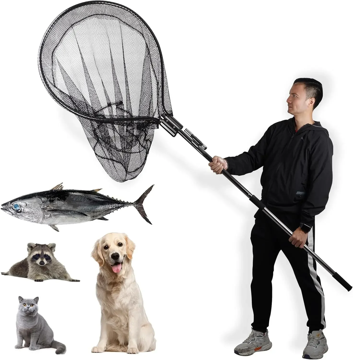 Catch Net Pole, Animal Catching Net, Wildlife Control Tool, Large Fish Landing Net for Chicken Raccoon Duck Goose Bird Skunk