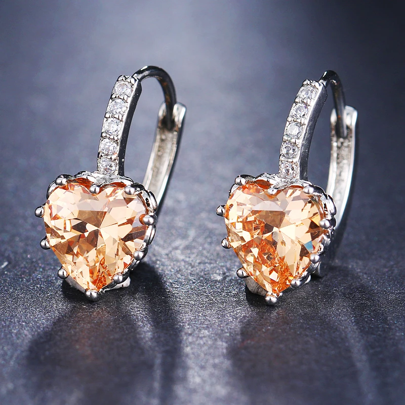 SUGO الأزياء الكلاسيكية فعالة من حيث التكلفة على شكل قلب عالية الجودة زركونيا هوب أقراط للنساء الاتجاه هدية عيد ميلاد جميلة مجوهرات #3