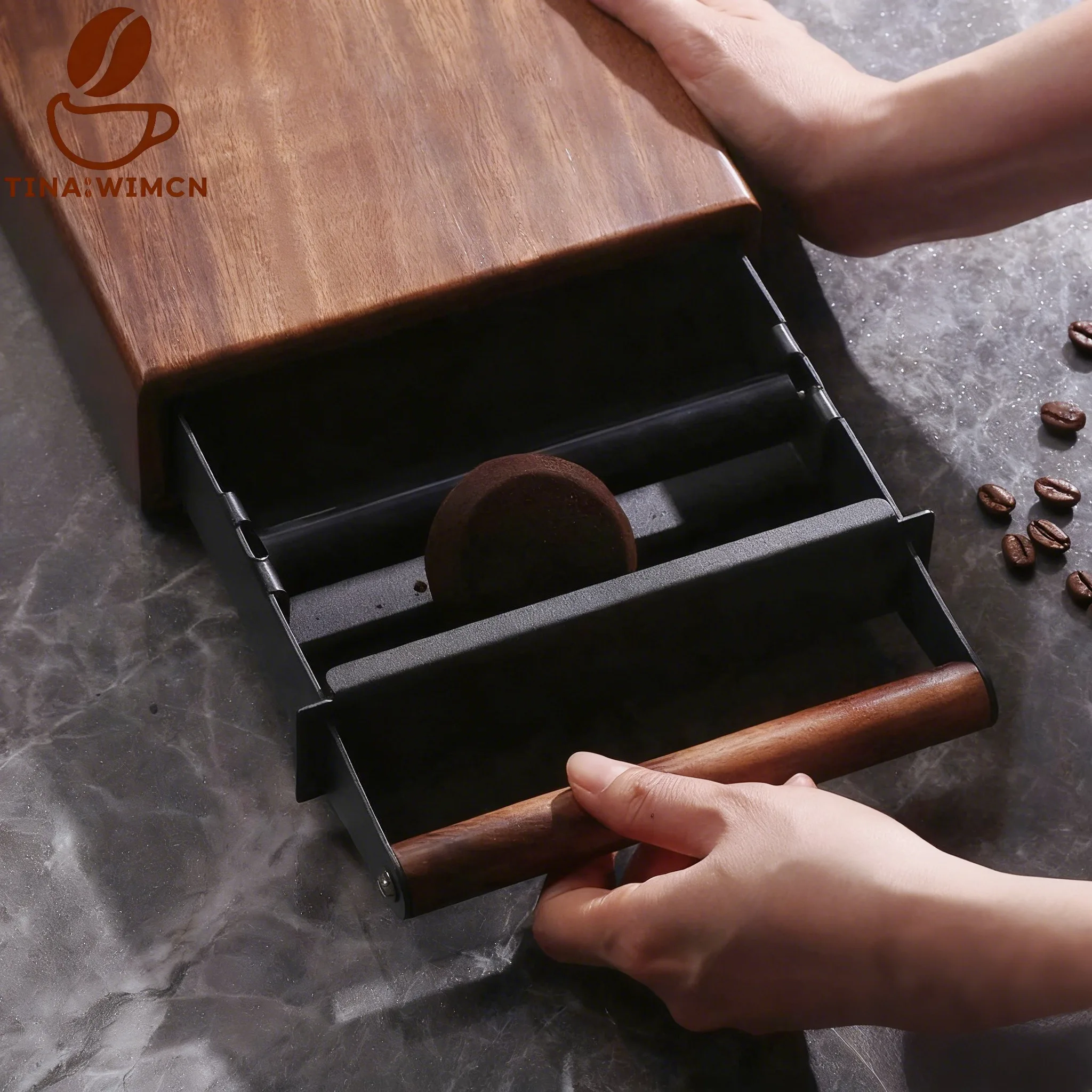 

TINA WIMCN ореховая коробка для кофе, молоток для эспрессо, утолщенная коробка для порошка кофейного остатка для кофе-бара, стук-бокс