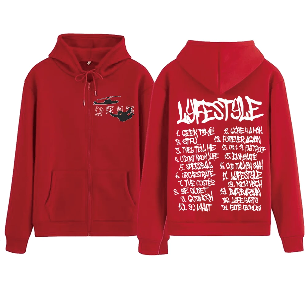 Yeat Hoodie lyfefstyle, Hoodie ritsleting, Pullover Harajuku, kaus atasan Streetwear