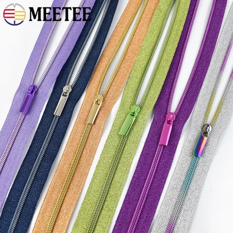 1/2/3/5/10M 5 #   Nastro con cerniera in nylon con cursori Zip a spirale in plastica per borse da cucito Decorazioni per vestiti Kit di riparazione cerniere Accessori fai da te