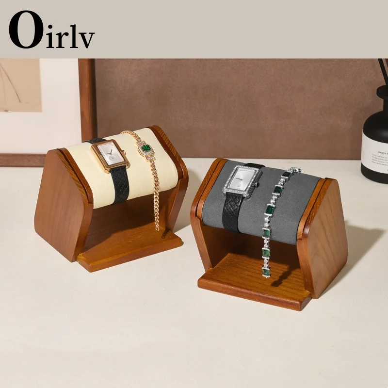 Oirlv Retro Solid Wood Watch Display Stand Holder Watch Stand Jewelry Accessory Organizer for Chain Hairband Store Display Props