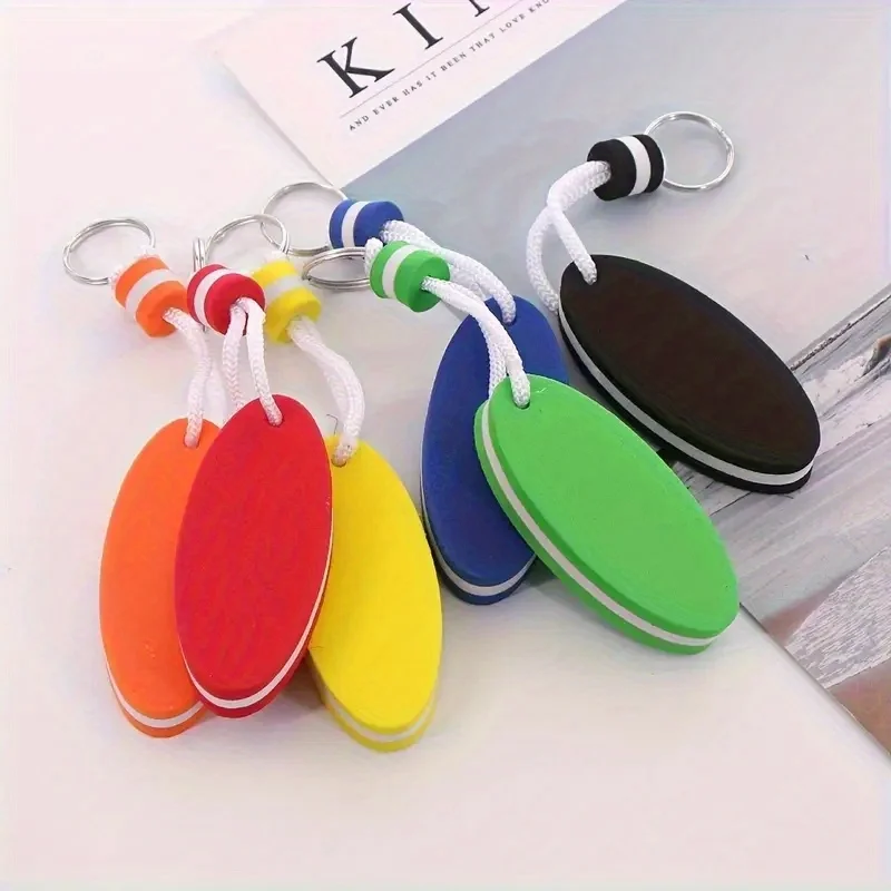 1Pc EVA Floating Keychain Oval Water Resistant Buoyant Key Ring For Fishing Surfing Sailing Rowing Water Sport Outdoor Accessory
