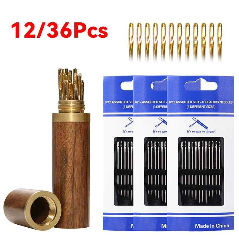 

Side Hole Blind Sewing Needles Stainless Steel Elderly Needles Hand Sewing Stitching Pin DIY Home Self Threading Needle with Thi