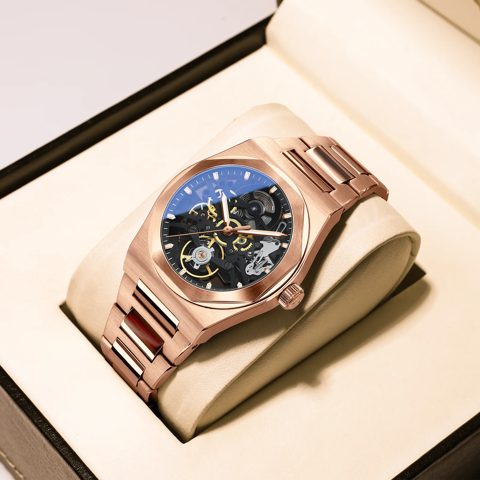 BETTIMER 2025 جديد ساعة ميكانيكية للرجال الطاووس SL2203 الياقوت الزجاج الأعمال الفولاذ المقاوم للصدأ مضيئة مقاوم للماء Reloj Hombre