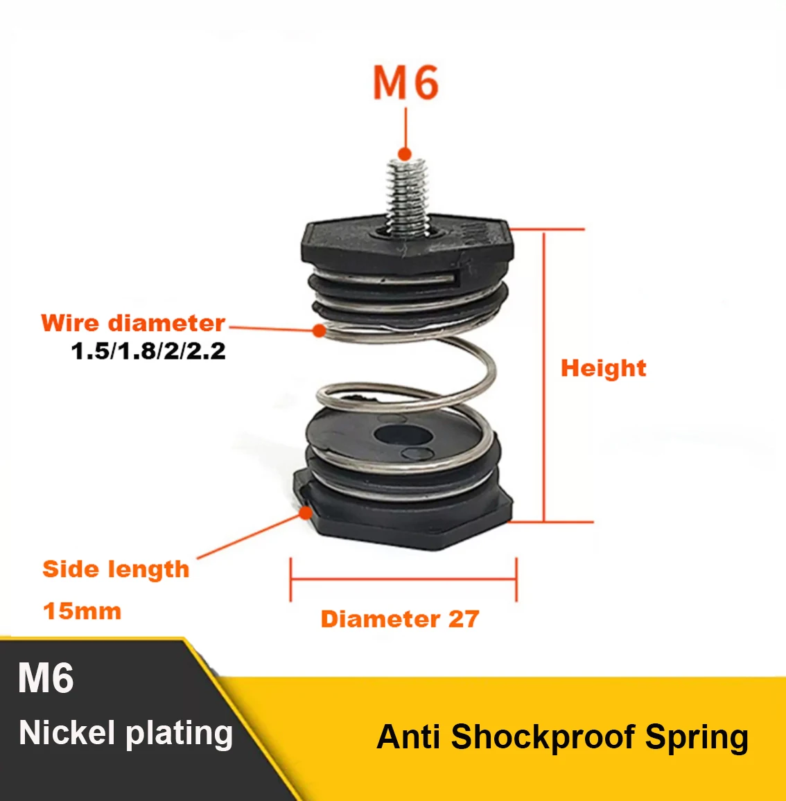 M6 Nickel plating Seat Silent Damping Buffer for Air Pump Oxygen Compressor Accessories Carbon Steel Anti Shockproof Spring