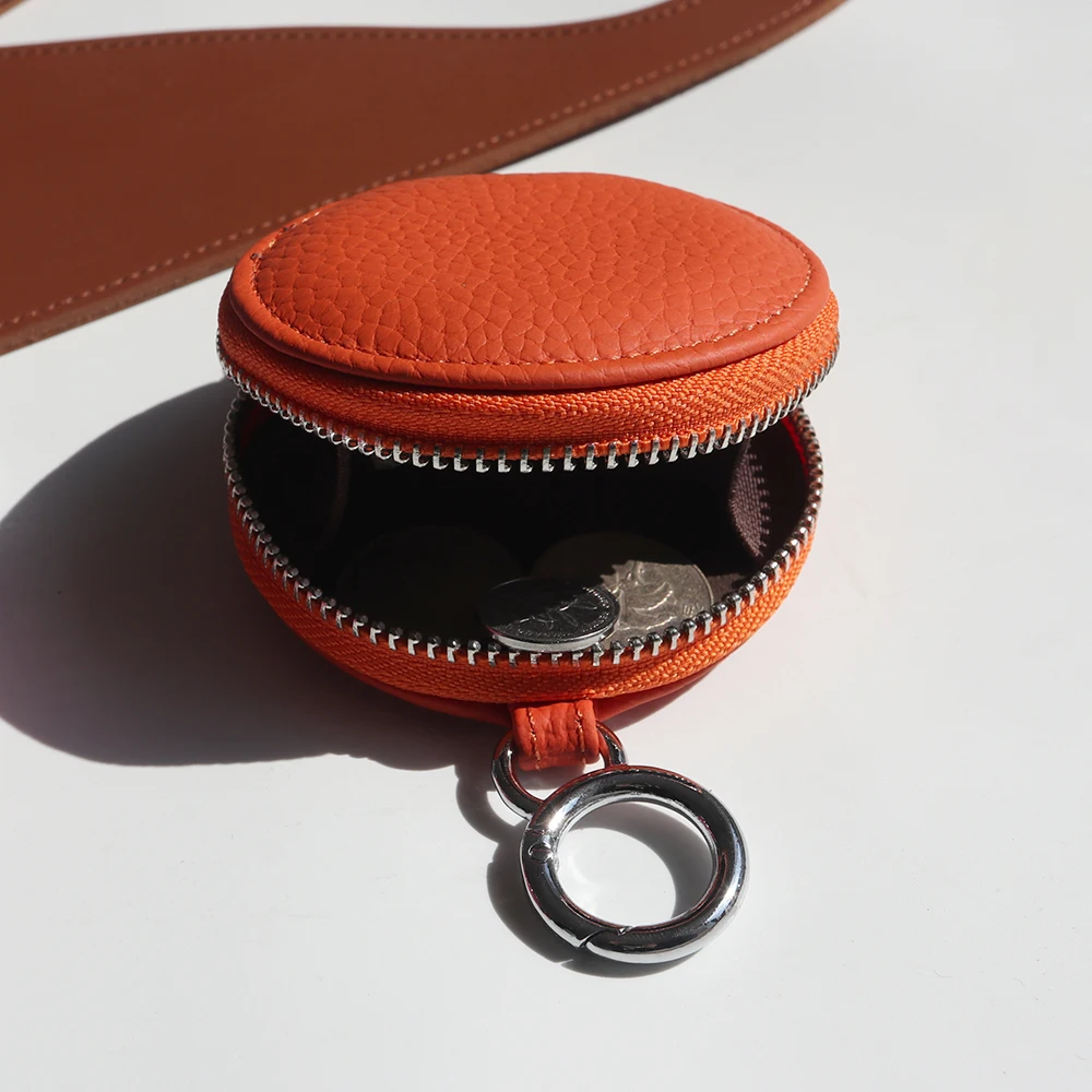 Benutzerdefinierte Buchstaben Runde Kopfhörer Tasche Gravieren Name Mini Lagerung Tasche Echtes Leder Reißverschluss Luxus Geldbörse Beutel Schlüssel Brieftasche Geschenk – Detail 5