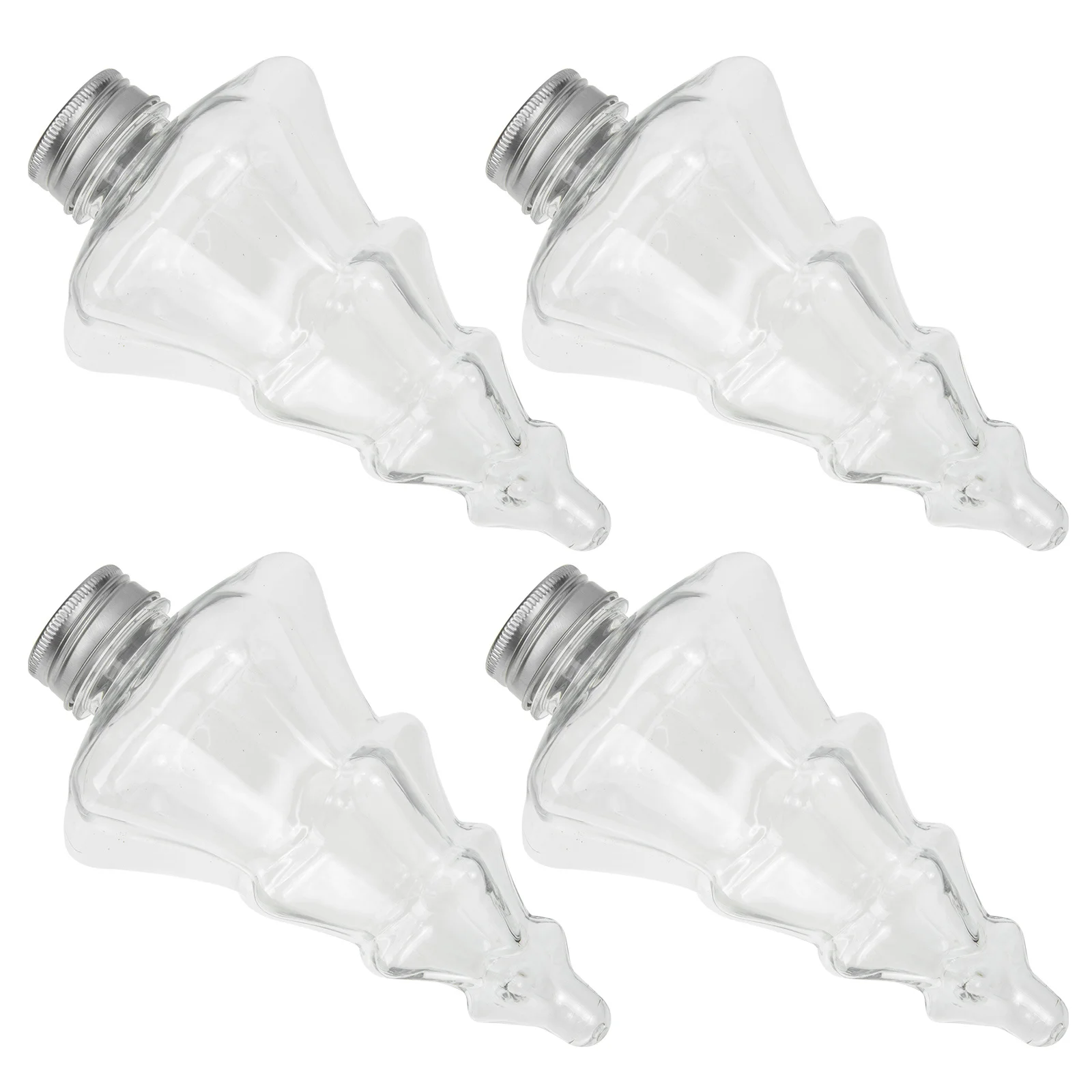 

4pcs Christmas Tree Shape Plastic Juice Bottle Airtight Milk Container Reusable Water Bottle 16 Oz Clear Beverage Holder For