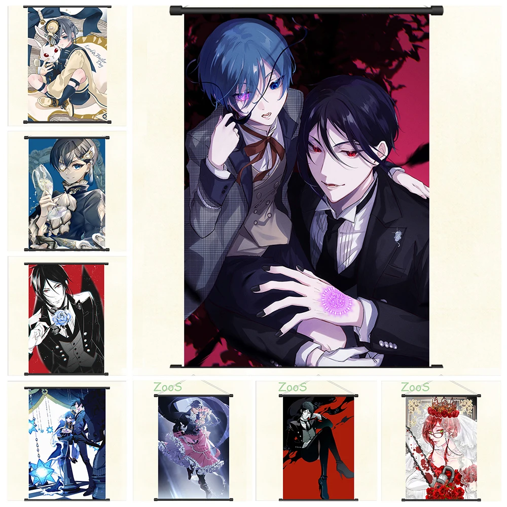 

Black Butler Sebastian Michaelis Ciel Decoration Picture Mural Anime Scroll Prints Cartoon Comics Poster Canvas Wallpaper Gift