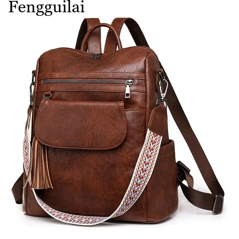 Women's Large Capacity Retro Backpack, Convertible Shoulder and Crossbody Casual Bag
