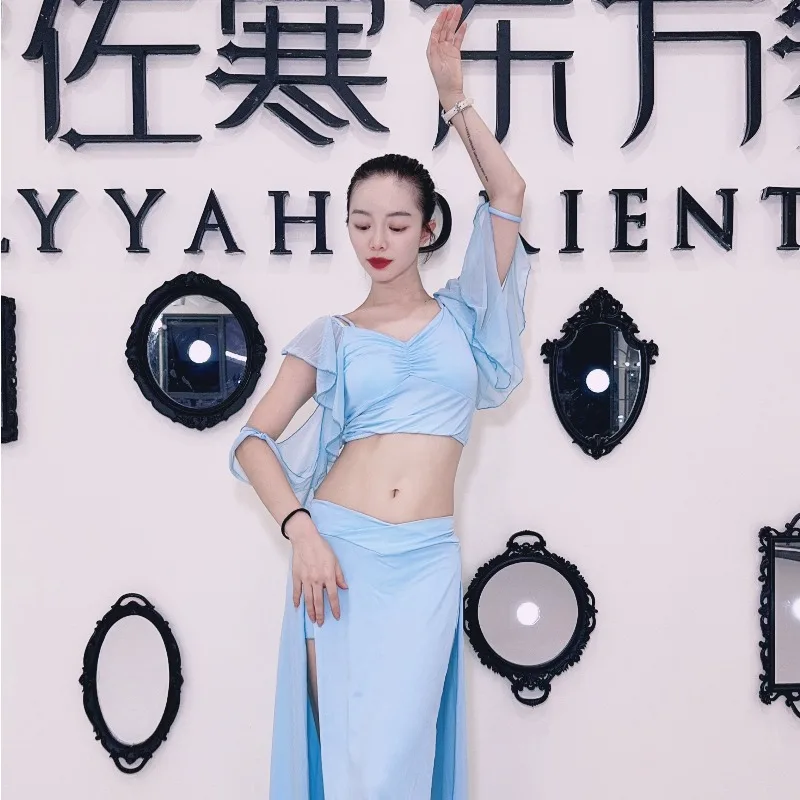 Jupe Top Ans personnalisée, 2 pièces, Costume de danse du ventre, Style féerique, sélection de sangles, robe d'entraînement, robe de classe pour débutant