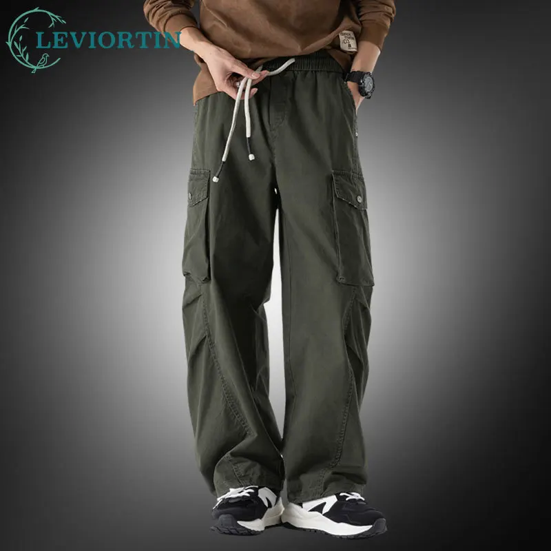 

Men's Heavyweight Cotton Cargo Pants Streetwear Relaxed Fit Utility Workwear Trousers with Multi-Pockets, Big & Tall Sizes
