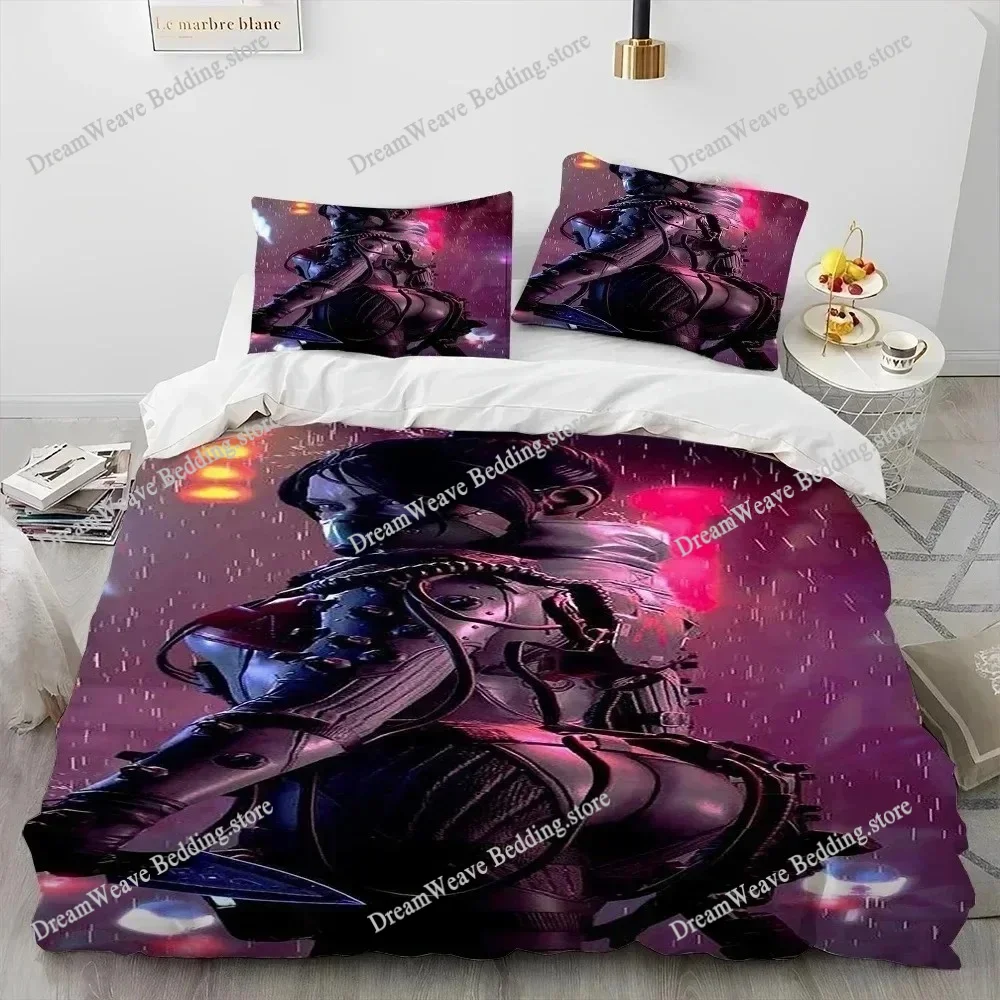 

A-Apex Legends Game Gamer Cartoon Comforter Bedding Set,Polyester Quilt Cover Pillowcase, King Queen Size Duvet Cover Bed Set