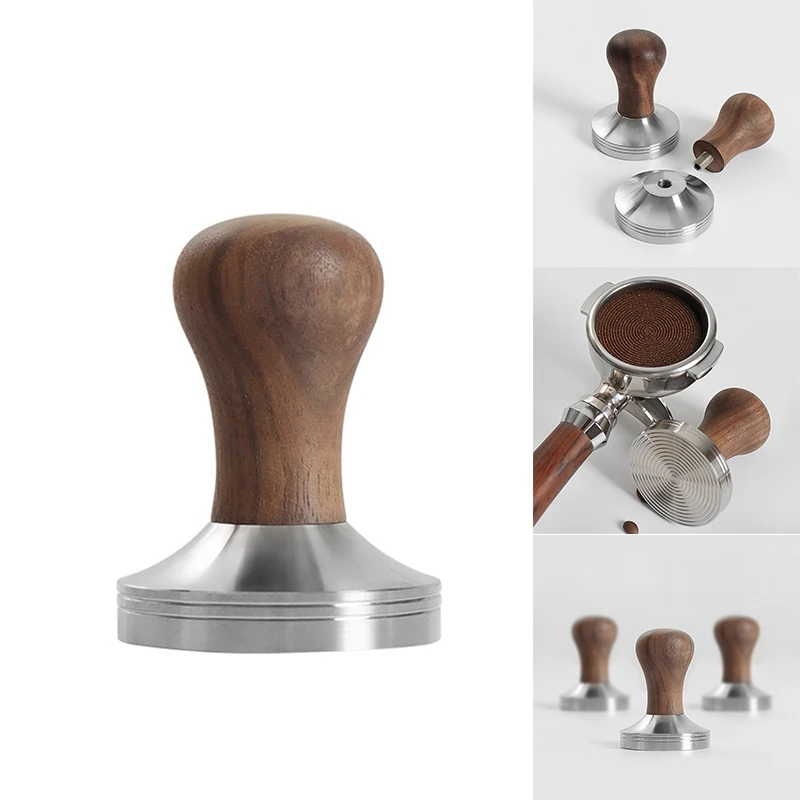 

Coffee Tamper 304 Stainless Steel Wooden Handle Flat Pressure Press Hammer Barista Tools Coffee Powder Hammer