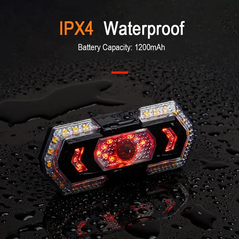 

Waterproof USB Rechargeable Bike Rear Tail Lamp Smart Remote Control Bicycle Turning Signal Light Wireless LED Warning Taillight