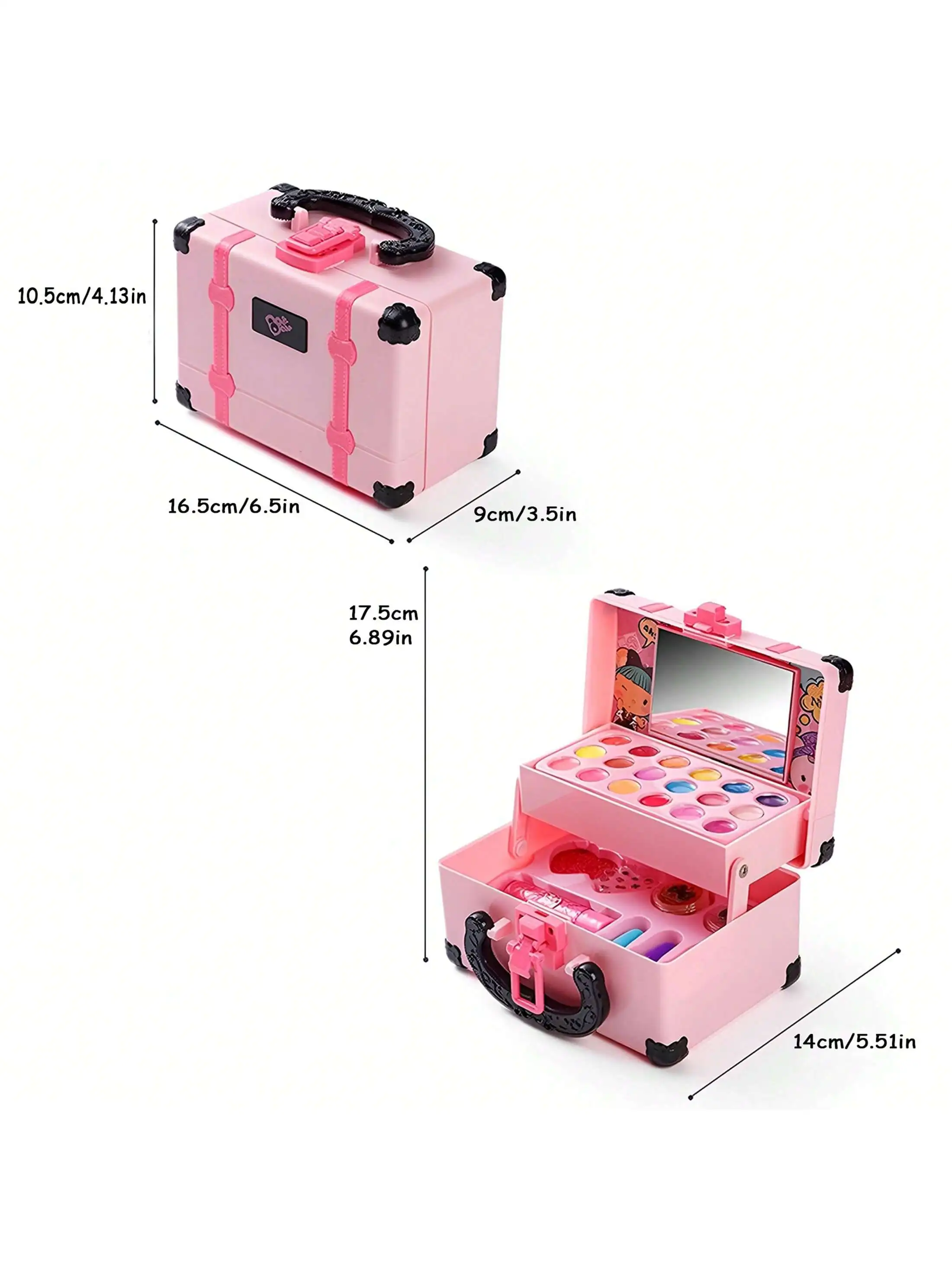 Mini scatola per il trucco di bellezza principessa stile retrò/stile dolce 3 strati (pennello in fondo, alcune colori casuali) Casa da gioco per bambini Giocattoli per il trucco Giocattoli per il trucco delle bambole Regali per i bambini Regali di compleanno