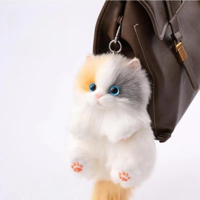 Porte-clés pendentif poupée chat en peluche mignon, sac à dos pour fille, jouet en peluche Animal simulé, sac de Couple suspendu, cadeau décoratif