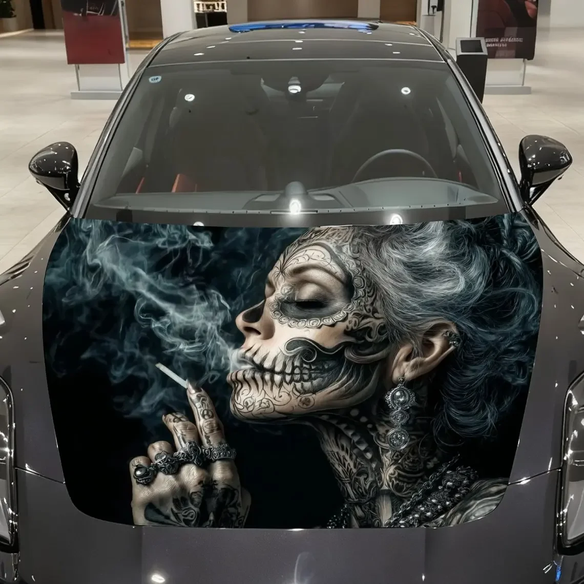 Gothic Tattoo Women Car Hood Stickers-PVC Vinyl Stickers,car Graphic Hood Stickers, Fashionable Truck Accessories,vehicle Decora