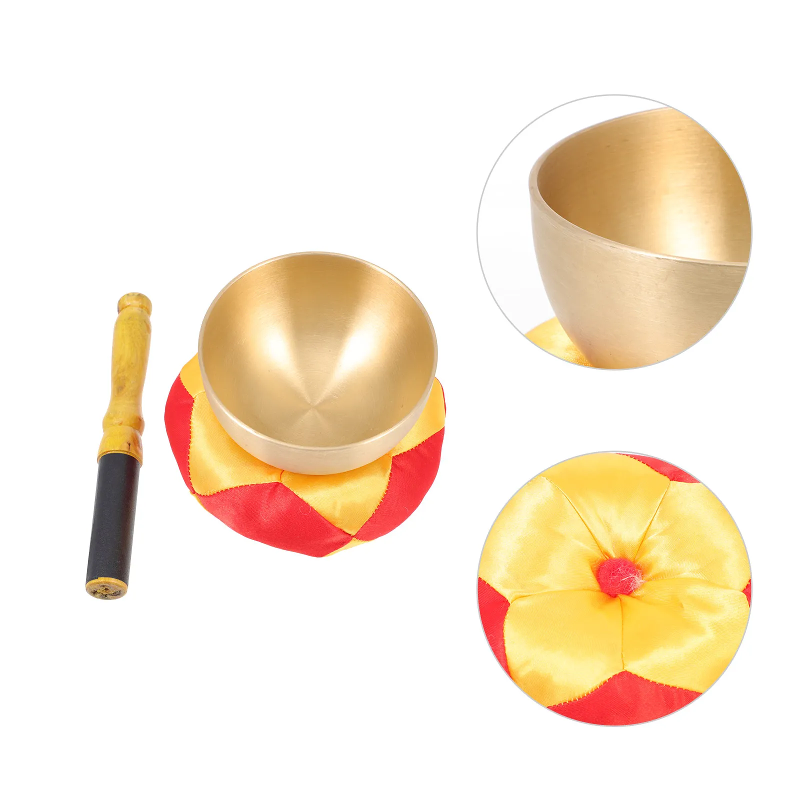 

1 Meditation Singing Set Yoga Portable Copper Wood With Mallet Mat Tibetan Sound Yoga Bowl Mallet Set