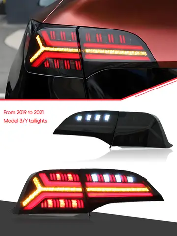 테슬라 모델 3 모델 Y 미등 2019-2021 자동차 LED 수정 어셈블리 후면 조명 자동차 액세서리 방향 지시등 중지 브레이크 램프