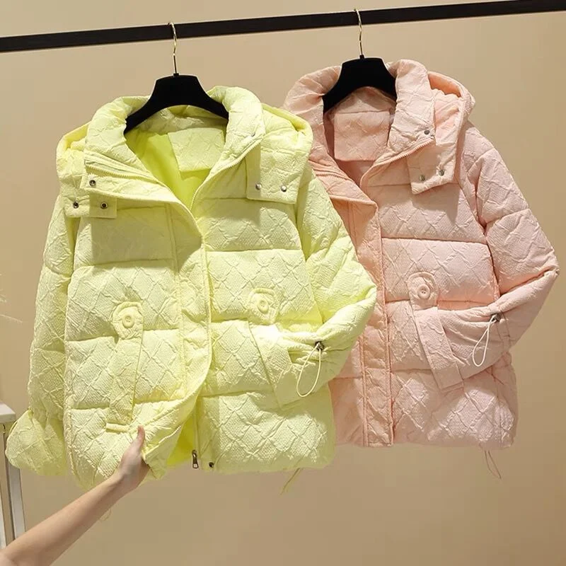 Candy color lemon yellow pink women\'s fashionable down jacket Korean girls streetwear sweet Parkas Casual Puffer Jacket