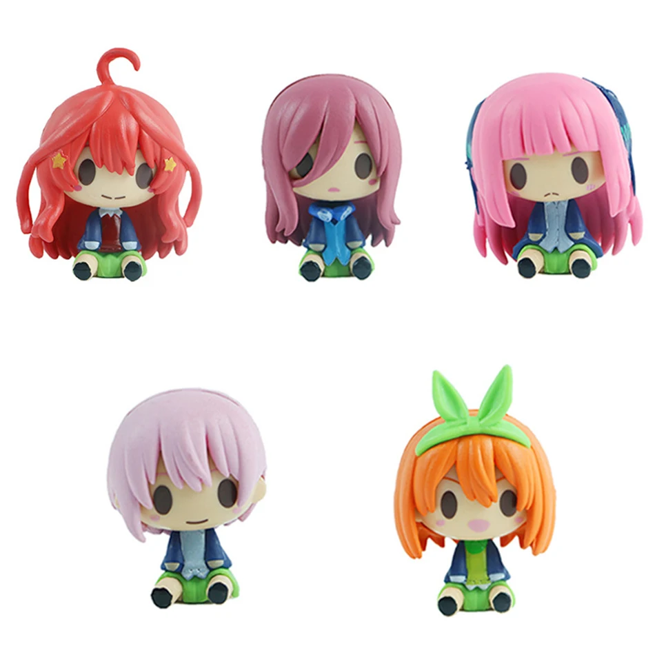 Mini figura de Anime de Quintessential Quintuplets, Kazuhana, Nino, Miku, Nakano, Shika, Mayo, regalo de cumpleaños y Navidad, 4-5cm, juego de 5