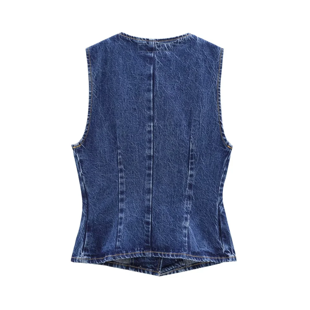 2024 autumn new women\'s clothing fashion temperament slim fit denim sleeveless design vest vest vest vest