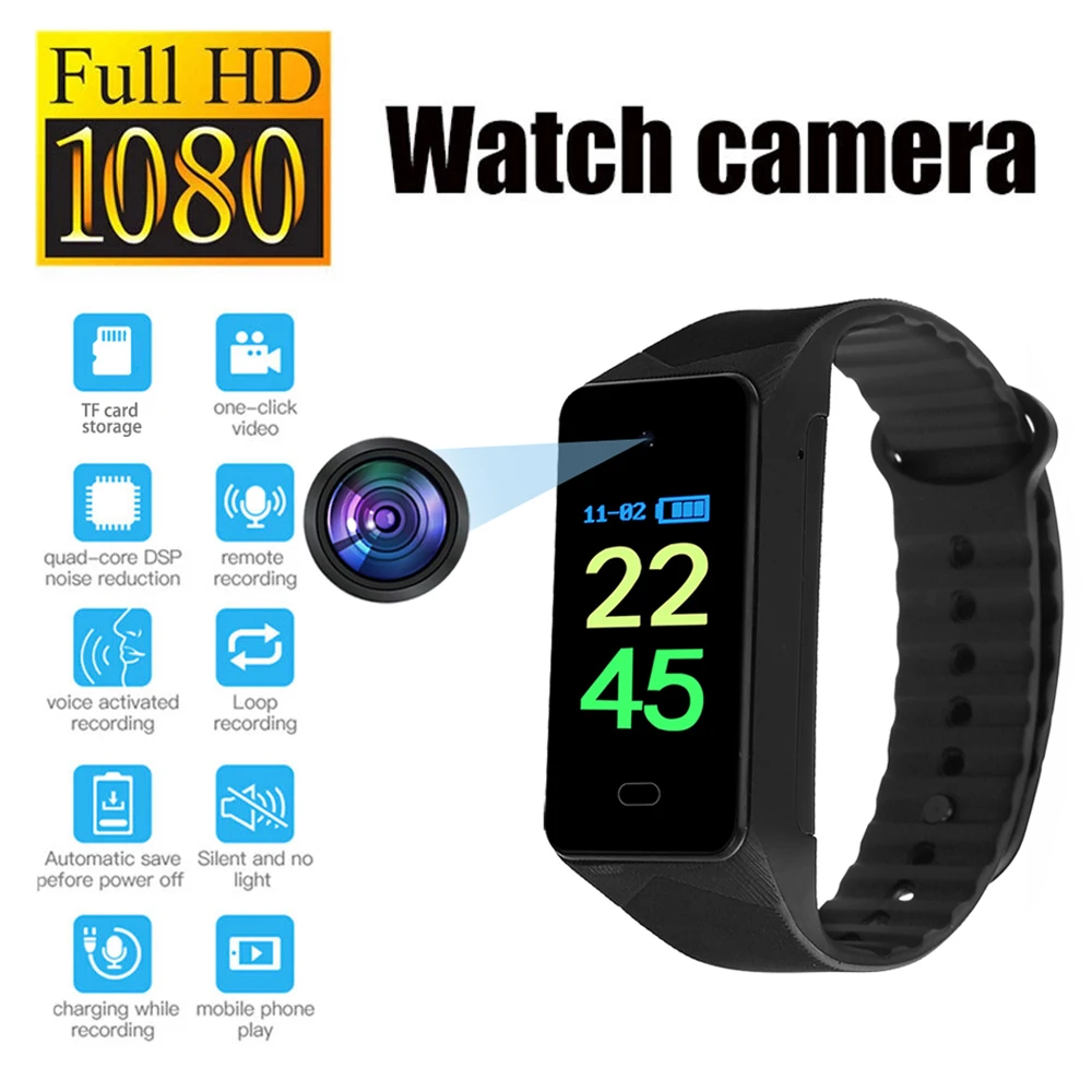 

HD 1080P Mini Camera Watch Professional Video Recorder Wearable Bracelet Small Body Camera Sports DV DVR Wristband Camcorder