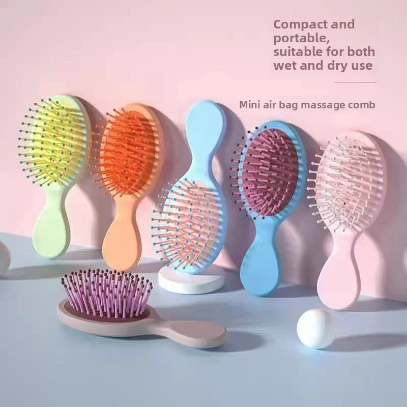 미니 마카롱 에어 쿠션 헤어 브러시 컴팩트 휴대용 여행 친화적 마사지 빗 가정용 살롱 스타일링