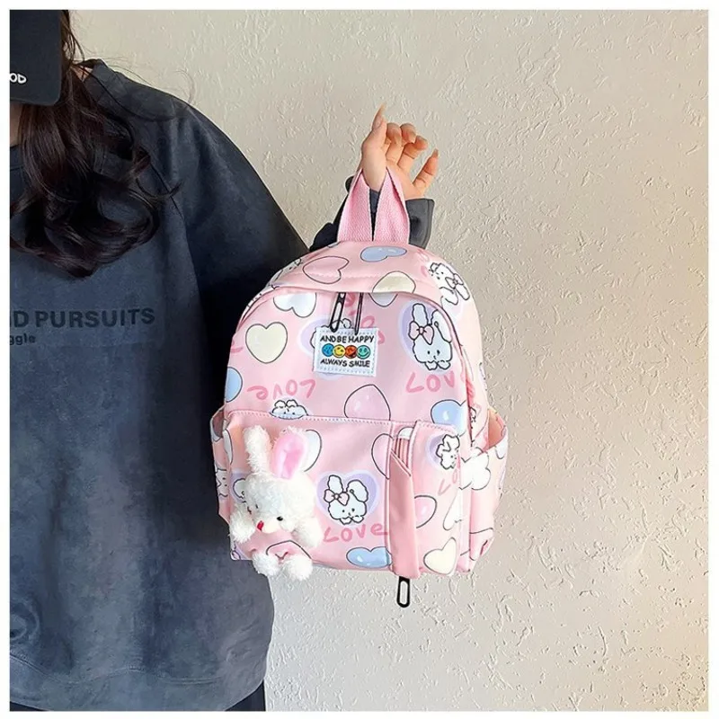 Mochila ligera para niños de 2 a 7 años, bolsa escolar para niños pequeños, conejo de dibujos animados, guardería