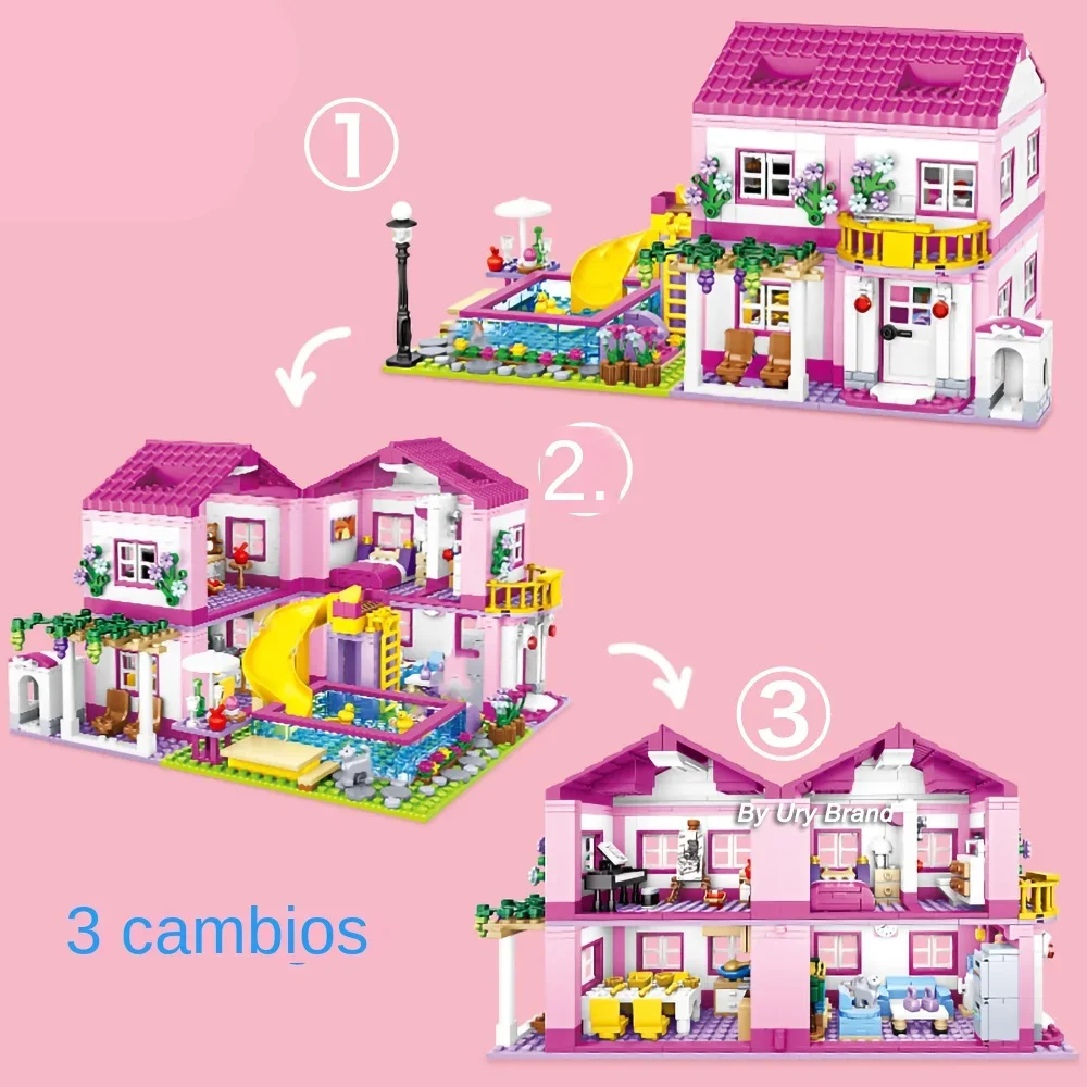 Ensembles de blocs de construction Friends City House Summer Holiday Villa Castle, figurines, piscine, jouets DIY pour enfants, filles, cadeau de Noël