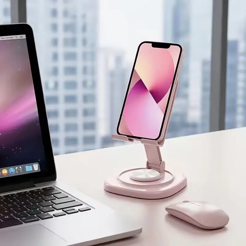 360 Degree Rotatable Foldable Desktop Phone Stand Portable Non-Slip Tabletop Mobile Holder Office Desk Accessory view 2