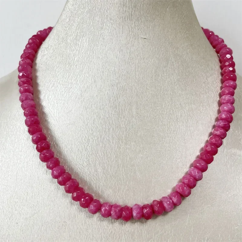 5*8MM Peach Red Jade Necklace Newest Gemstone Natural Stone Jewelry Elegant Exquisite Bead Chain Choker Collier