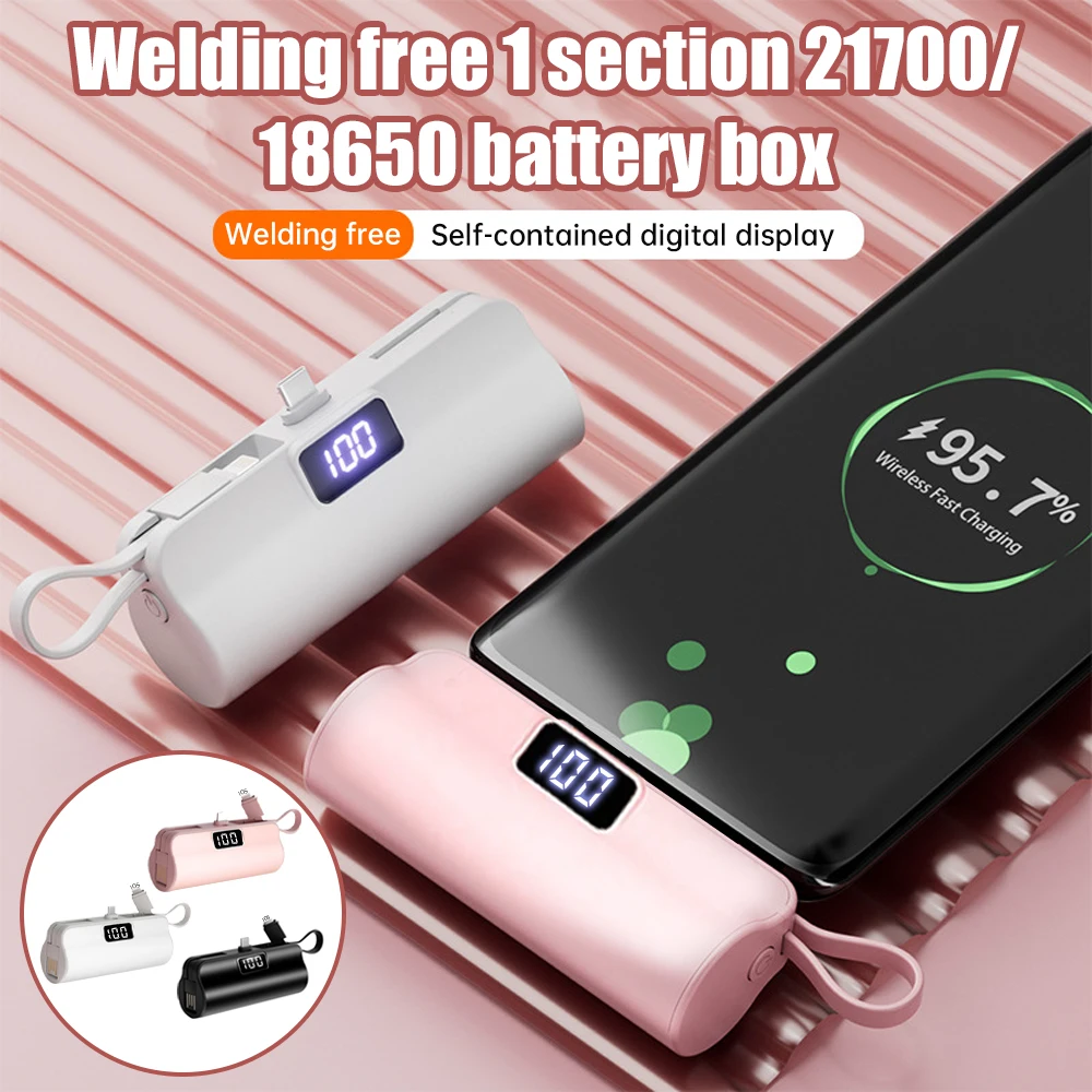 1*18650/21700 Battery Case Type-C For IOS Power Bank Fast Charging 18650 21700 Battery Storage Box Mobile Power Kit No Battery