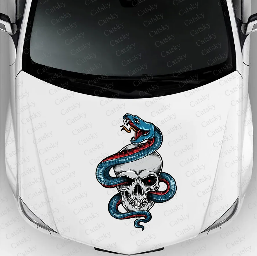 Snake Skull Car hood side sticker vinyl racing paint accessories self adhesive painting for truck suv car decal