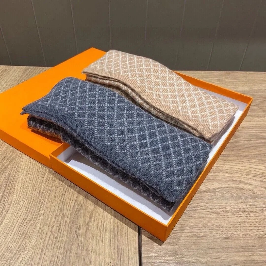 

Дизайнерский H 2025 года, популярный классический стиль, шерстяной мужской шарф с вышивкой, вязаный мужской просто шарф, не с коробкой