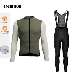 INBIKE Fleece Men's Cycling Jersey Autumn and Winter Warm Long-sleeved Suit Soad Bike Bicycle Jacket Overalls Riding Suit