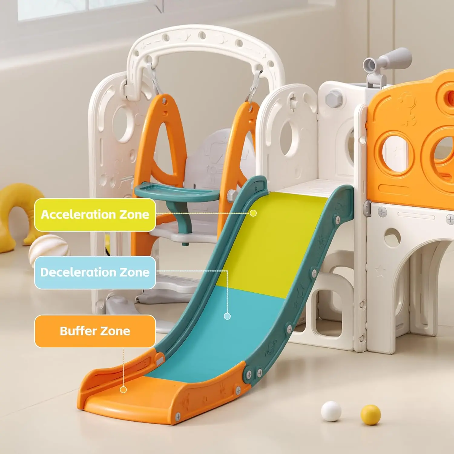 Toddler Slide Indoor Slide for Toddlers for Kids Indoor Slide Baby Plastic Play Slides with Basketball Hoop and Ball