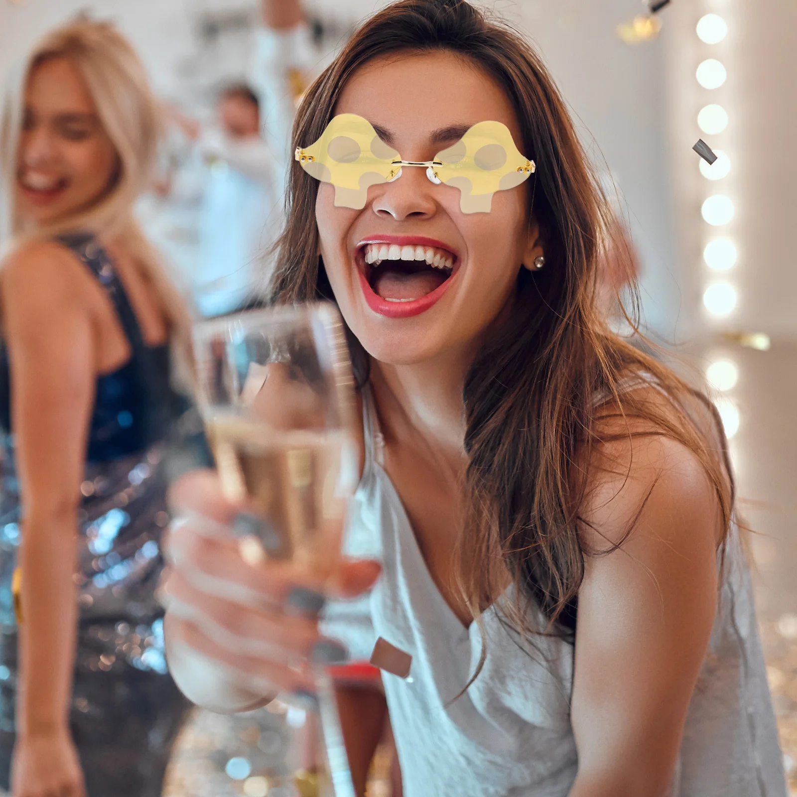 

2 Pcs Glasses Creative Sunglasses Novelty Party Festival Eyewear Western Style Mushroom Rave Yellow Shape Travel