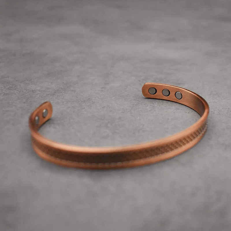 Copper Bracelets for Men, Pure Copper Magnetic Bracelet for Men with Neodymium Magnets, Adjustable Cuff Bangle Gift for Couple