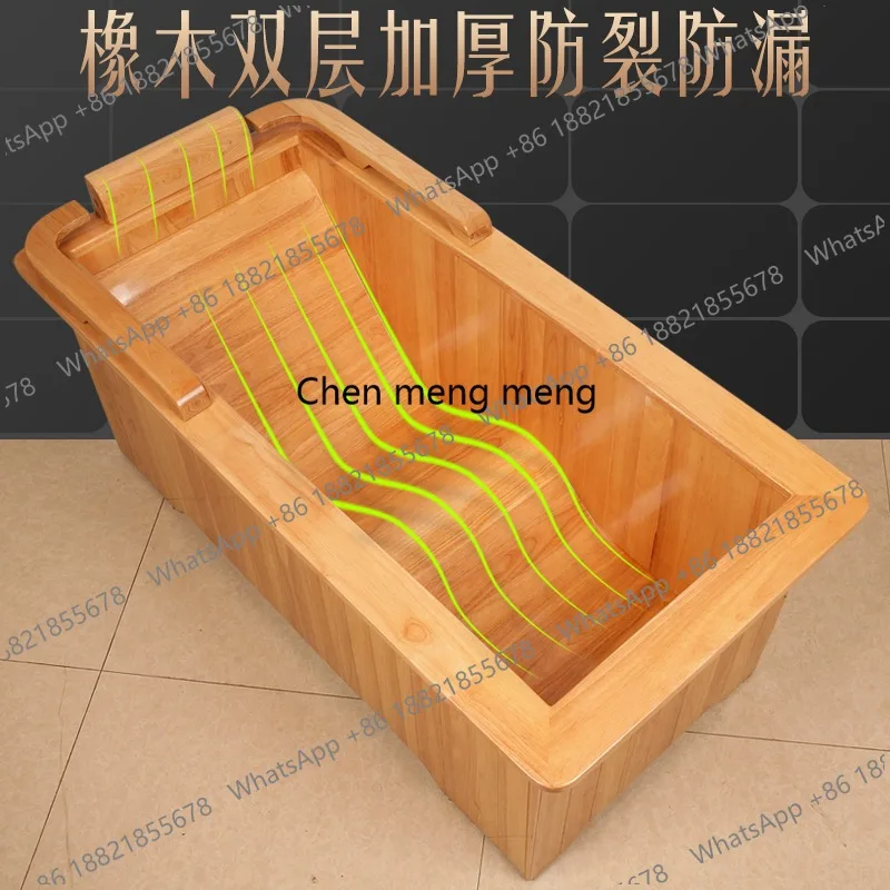 Solid wood bath tub bathtub commercial bath tub adult curved bottom