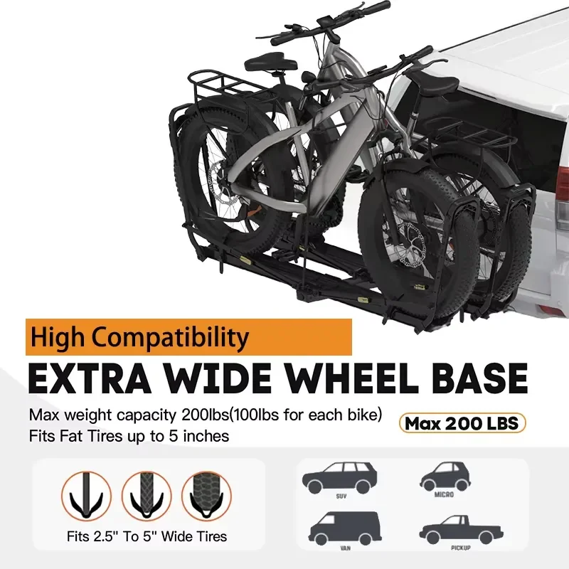 OEM Best Price E-bike Rear Bike Rack for Car Hitch Trailer Mounted 1-2 Bicycle Ebike Luggage Carrier for Truck SUV Minivans view 2